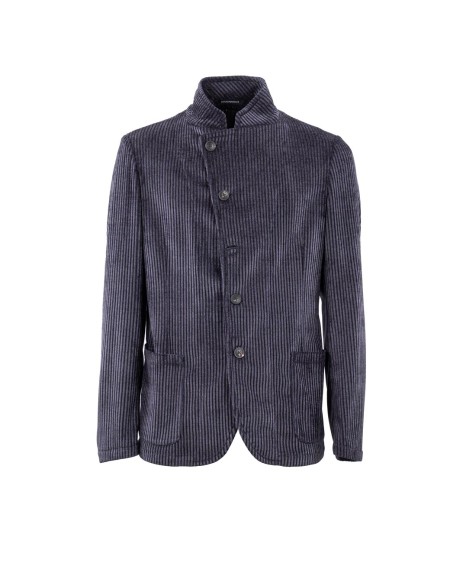 Shop EMPORIO ARMANI  Giacca: Emporio Armani giacca collo guru.
Corduroy.
Allacciatura decentrata.
Stampa all over.
Allacciatura con bottoni.
Maniche lunghe.
Tasche laterali a toppa.
Capo sfoderato.
Composizione:  98% poliestere, 2% elastan.
Made in Romania.. EM000144 TE16802-PB015